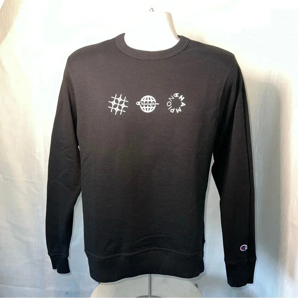 Men’s Champion Powerblend Globe Icons Fleece Lined Sweatshirt - Picture 1 of 5